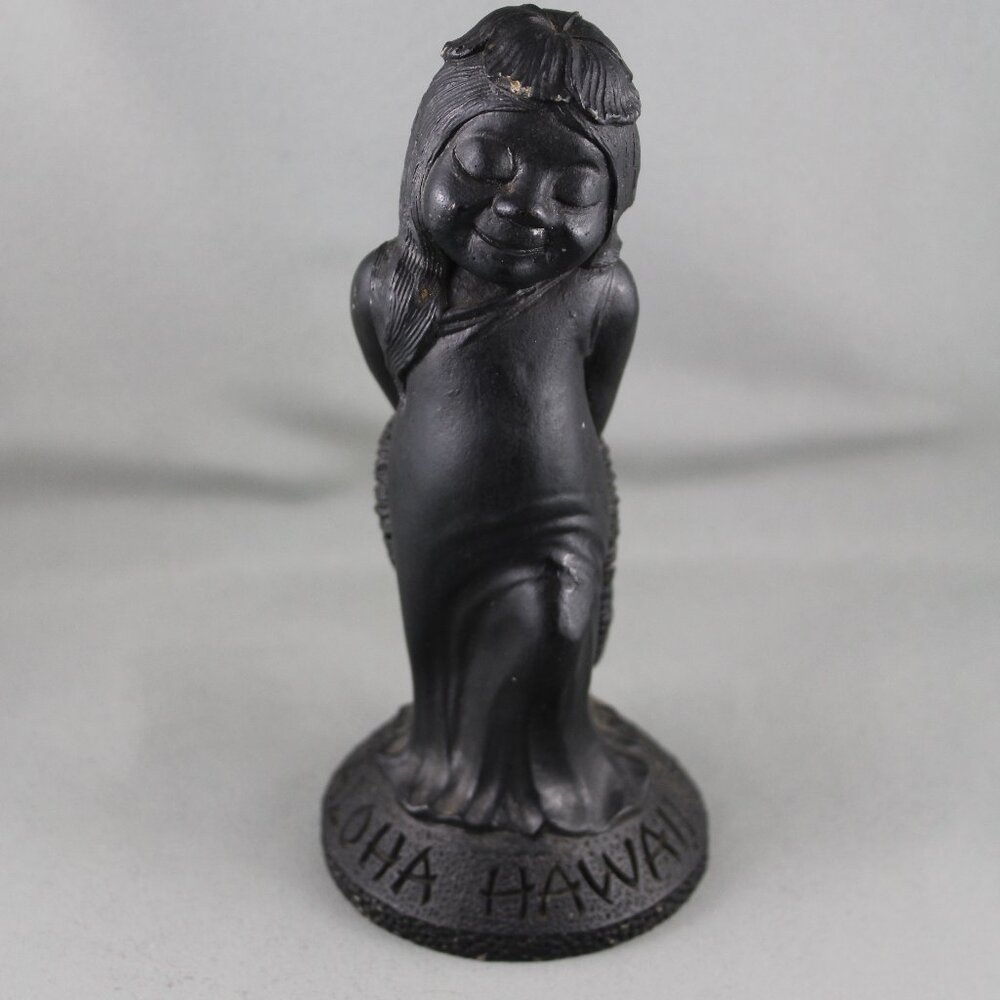 Vintage Tiki Figuirne - Blushing Hula Girl with Lei by Coco Joe - Made with Lava